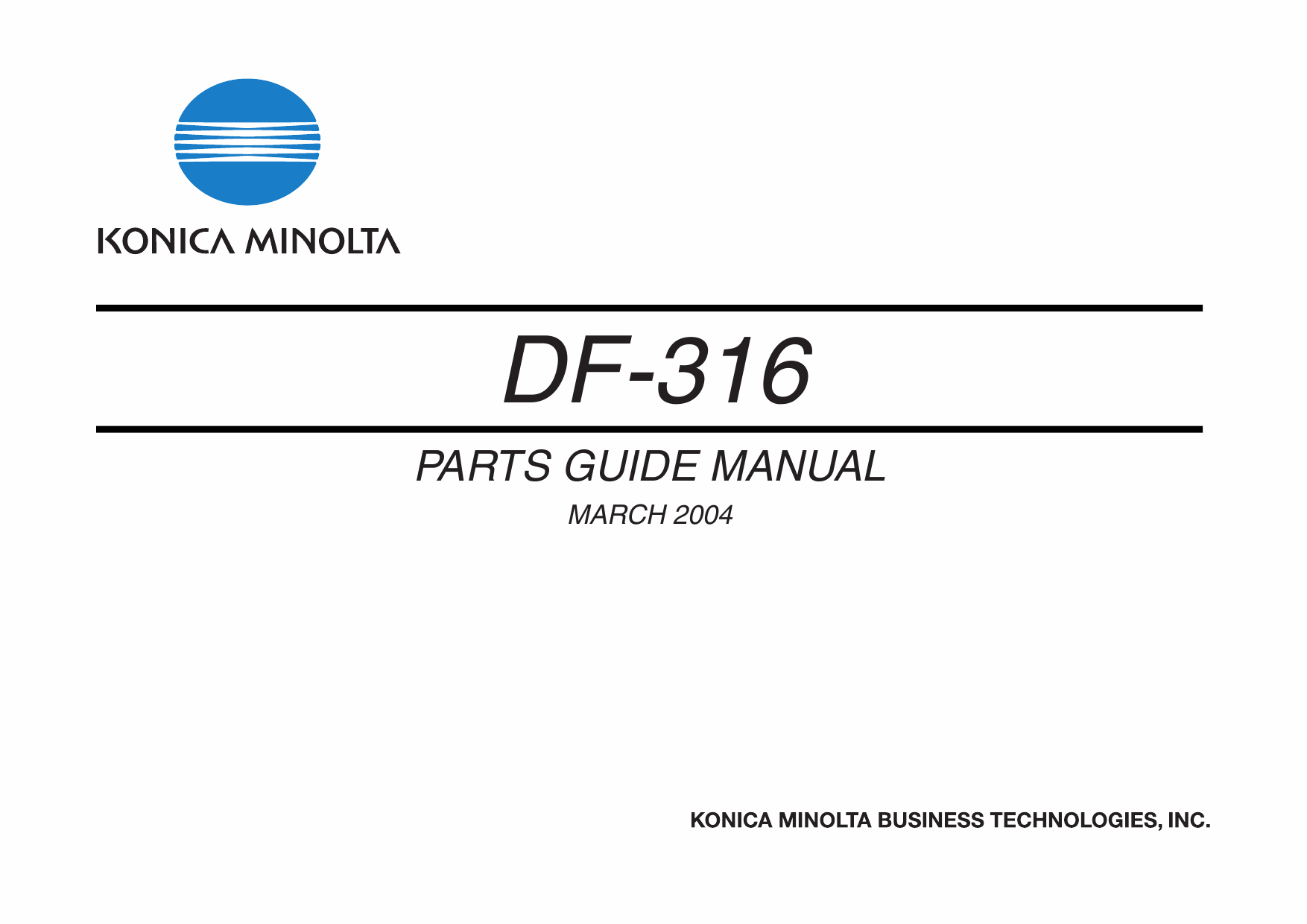 Konica-Minolta Options DF-316 Parts Manual-1
